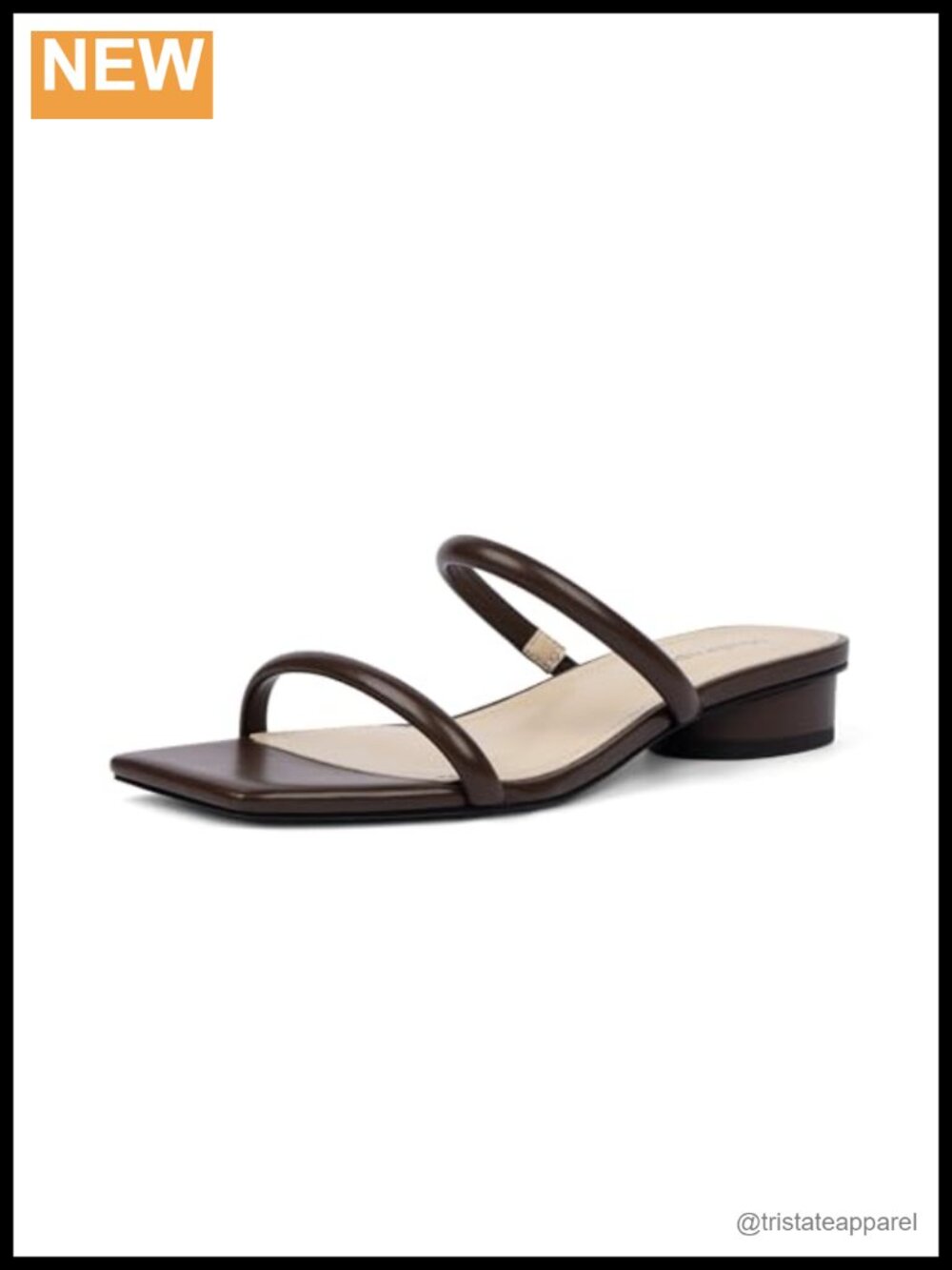 Women Square Open Toe Heeled Sandals Two Strap Chunky Low Block Heel Slip On